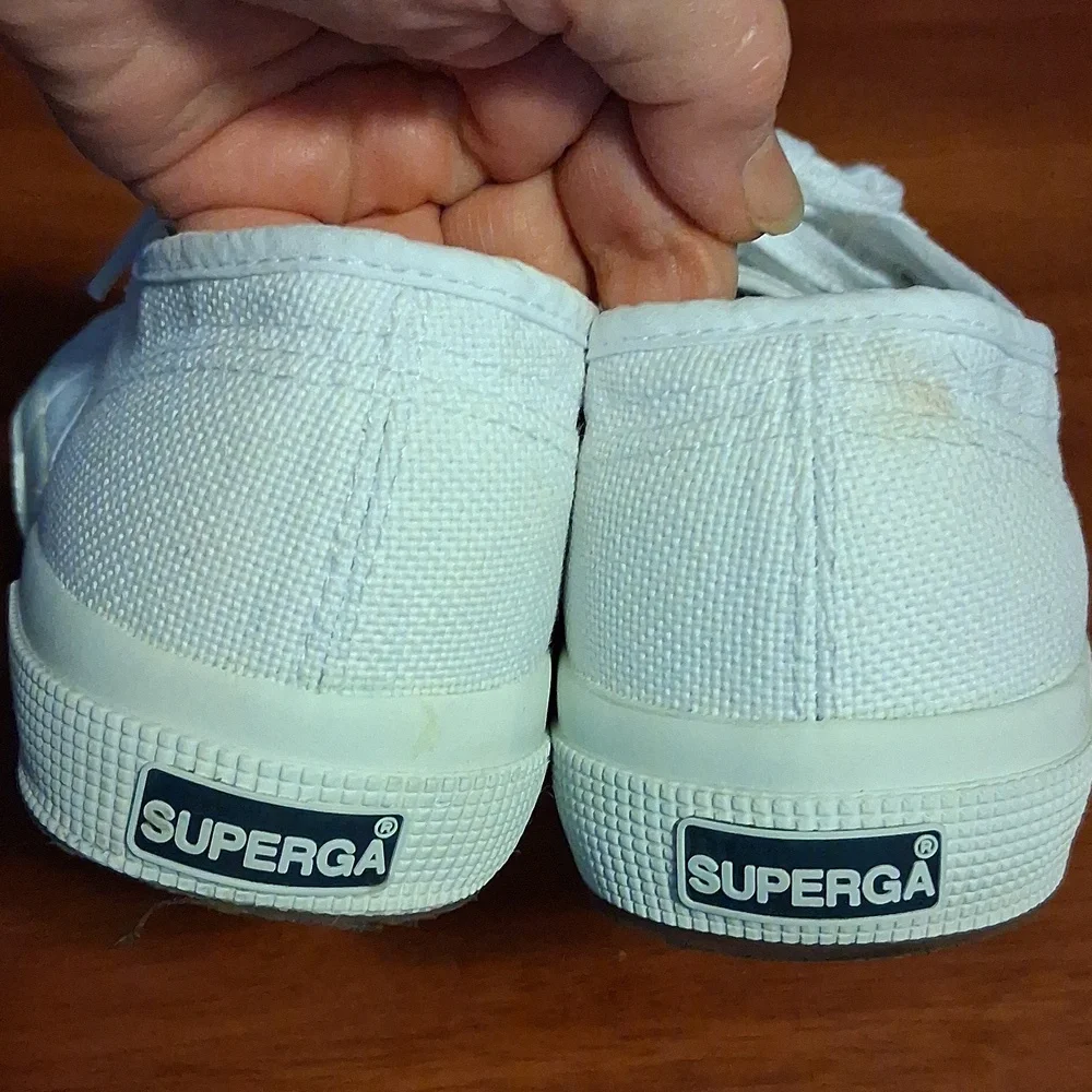 Superga Classic White Canvas Lace Up Sneakers Womens Sz 37/US 6.5M - Picture 9 of 11